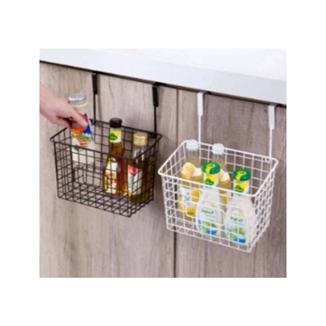 Canasto Organizador Colgante para Puerta/Cajón | Especiero Metálico (Blanco o Negro)