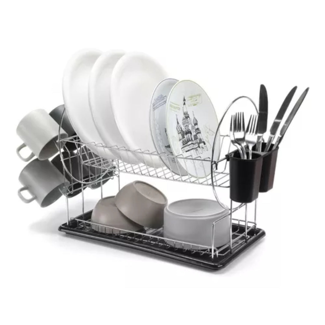 Escurridor de Platos de Acero Inoxidable con Bandeja | Secador de Vajilla Moderno