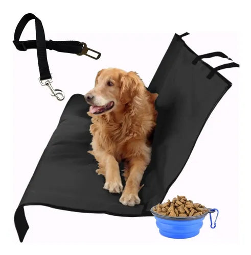 Funda Cubre Asiento Auto para Perros y Mascotas | Impermeable + Cinturón de Seguridad + Bowl Plegable