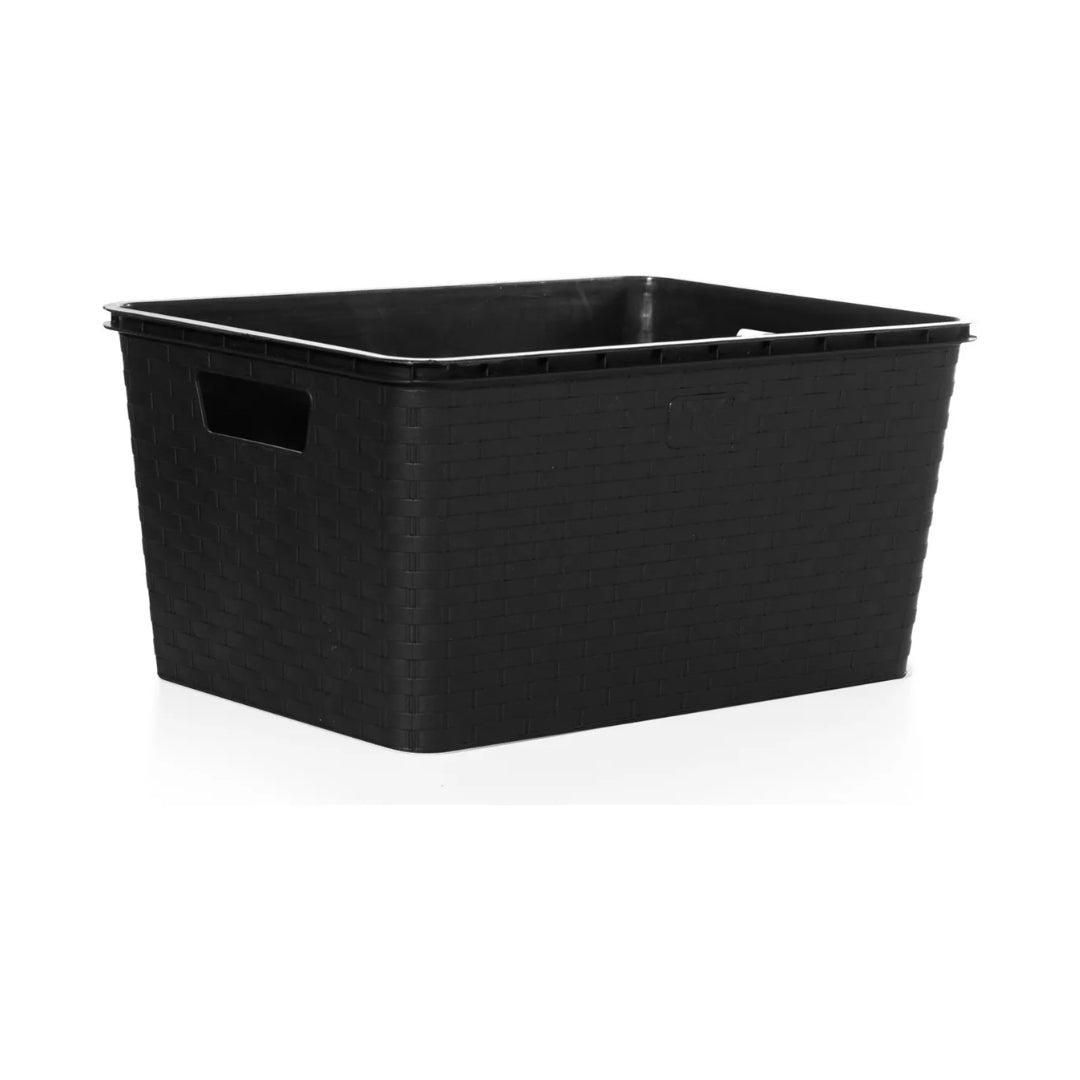 Cajas Organizadoras Símil Rattan Medianas con Tapa - Pack x6