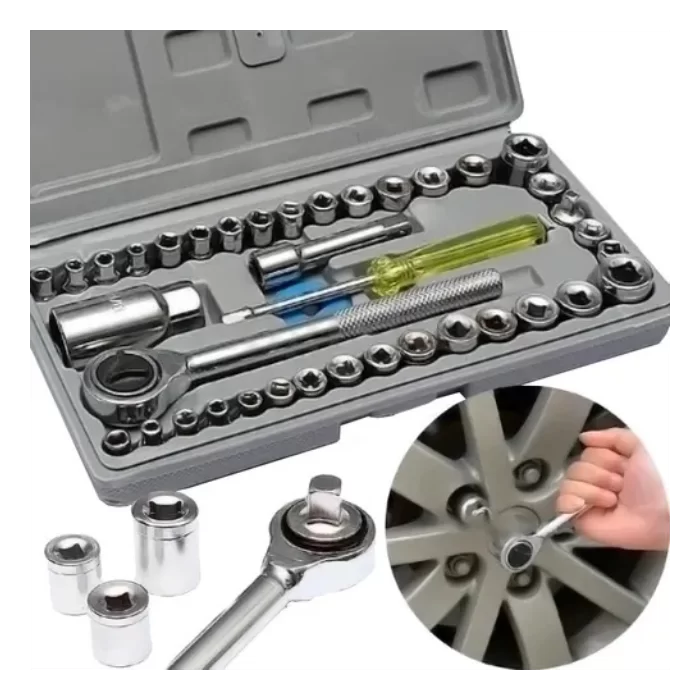 Juego de Llaves Tubo y Puntas | Kit 40 Piezas con Maletín Estuche