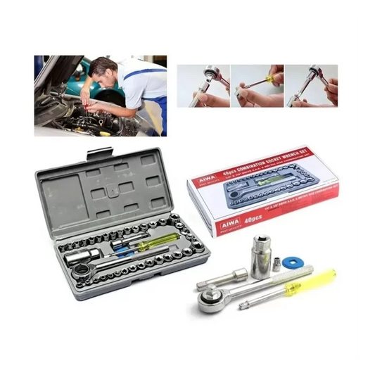 Juego de Llaves Tubo y Puntas | Kit 40 Piezas con Maletín Estuche