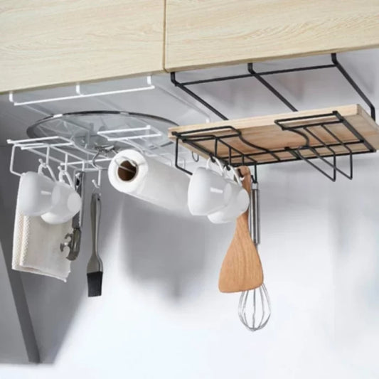Organizador Colgante para Alacena - Estante Multifunción con Porta Tabla y Ganchos