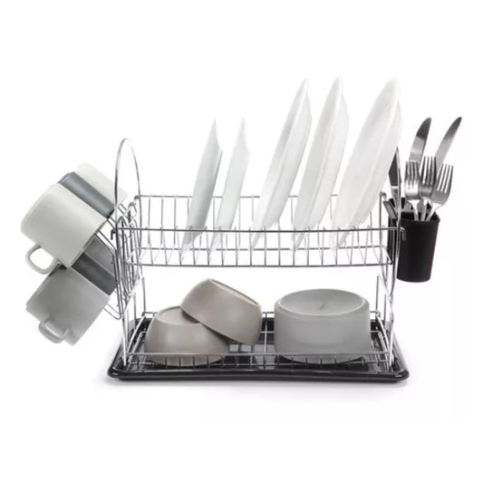 Escurridor de Platos de Acero Inoxidable con Bandeja | Secador de Vajilla Moderno
