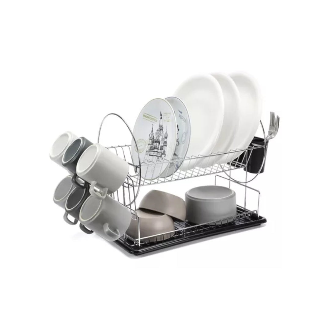 Escurridor de Platos de Acero Inoxidable con Bandeja | Secador de Vajilla Moderno