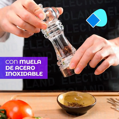 Pimentero Molinillo Sal y Pimienta Acrílico - Regulable para Cocina Gourmet