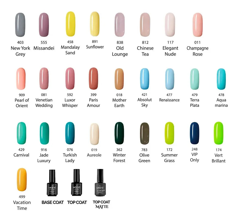 Kit de Esmaltes Semipermanentes Meliné | Incluye Removedor y Limas