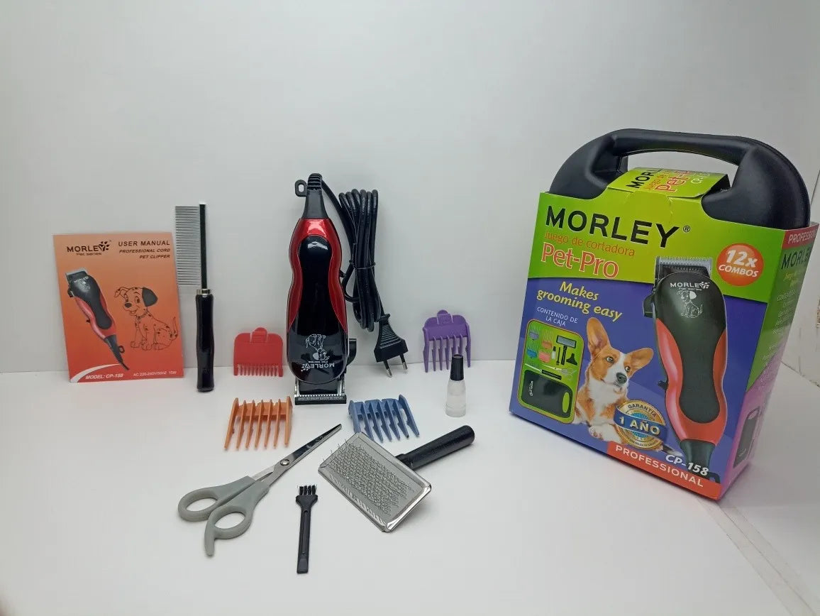 Kit Cortadora De Pelo Caninos + Accesorios Rojo