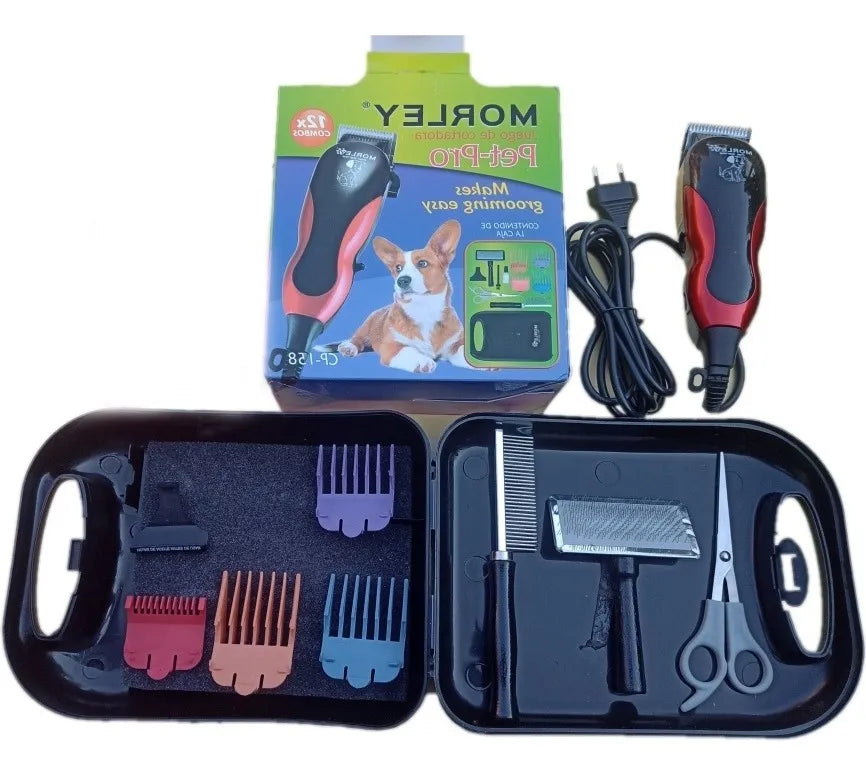 Kit Cortadora De Pelo Caninos + Accesorios Rojo
