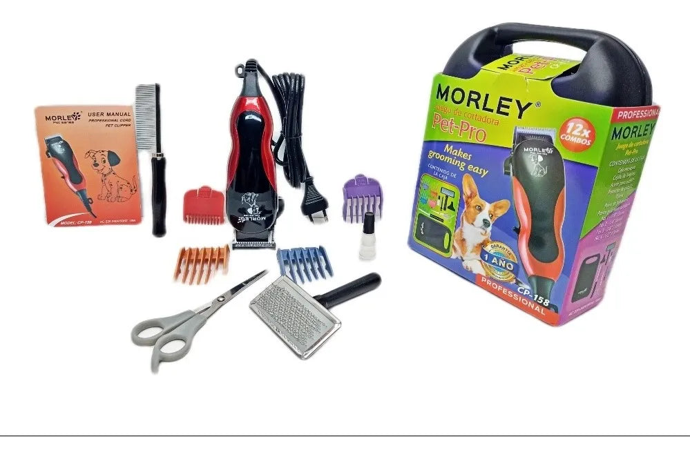 Kit Cortadora De Pelo Caninos + Accesorios Rojo