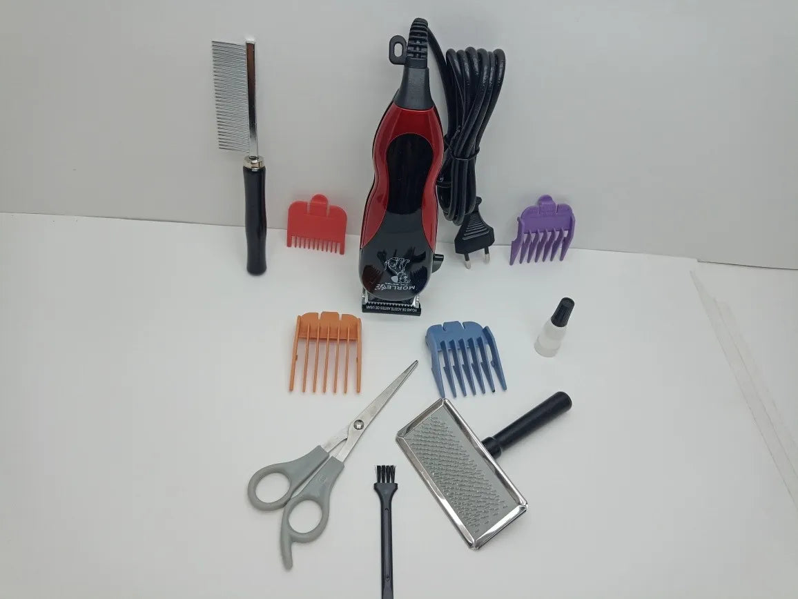 Kit Cortadora De Pelo Caninos + Accesorios Rojo