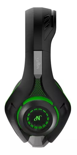 Auriculares Gamer Nisuta NSAUG300 con Micrófono, LED y Sonido HD (Negro y Verde)