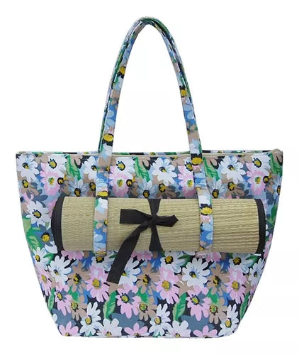 Canasto Cartera Mujer Rafia Grande - Bolso Playero Trendy con Esterilla