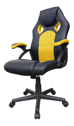 Silla Gamer DeSillas Pro Momentum Negro/Amarillo - Ergonómica, Giratoria, Soporte Lumbar