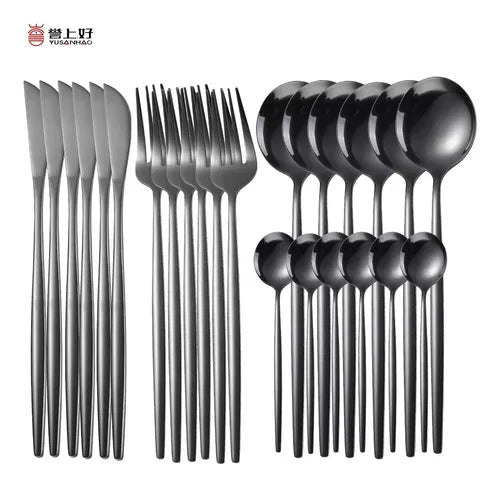 Set Cubiertos 24 Piezas Dorado Luxury - Acero Inoxidable, Elegante y Fino