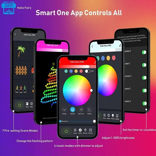 Guirnalda de Luces LED RGB Smart 5m | Control por App, Alexa y Google Home para Exterior