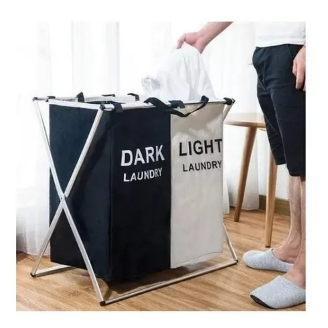 Cesto Ropa Sucia Doble Laundry - Canasto Bicolor con Tapa