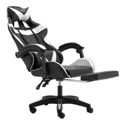Silla Gamer Vonne SV-G0 Negra y Blanca - Ergonómica, Reclinable 160°, Apoyapiés