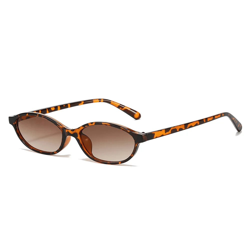 Gafas de Sol Retro con Montura Ovalada Pequeña, Estilo Leopardo para Mujer