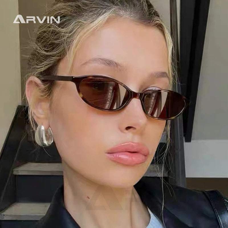 Gafas de Sol Retro con Montura Ovalada Pequeña, Estilo Leopardo para Mujer