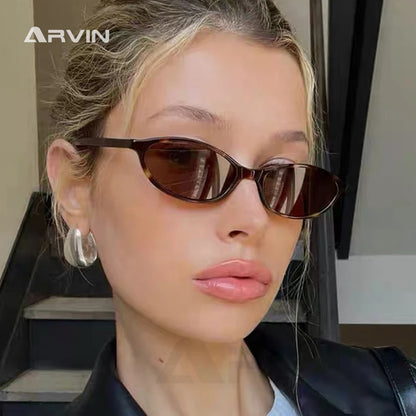 Gafas de Sol Retro con Montura Ovalada Pequeña, Estilo Leopardo para Mujer