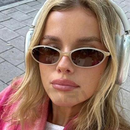 Gafas de Sol Retro con Montura Ovalada Pequeña, Estilo Leopardo para Mujer