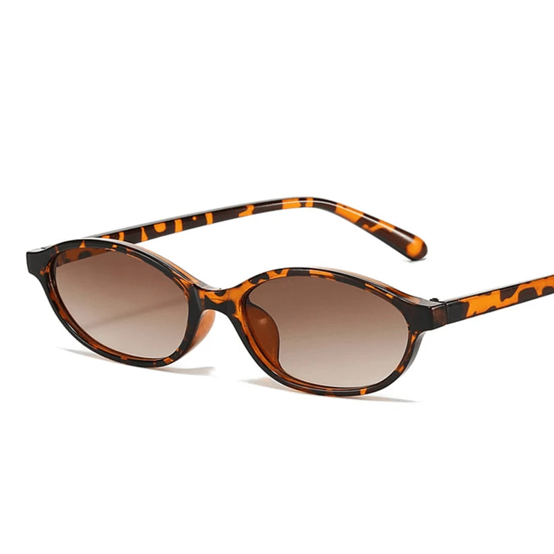 Gafas de Sol Retro con Montura Ovalada Pequeña, Estilo Leopardo para Mujer